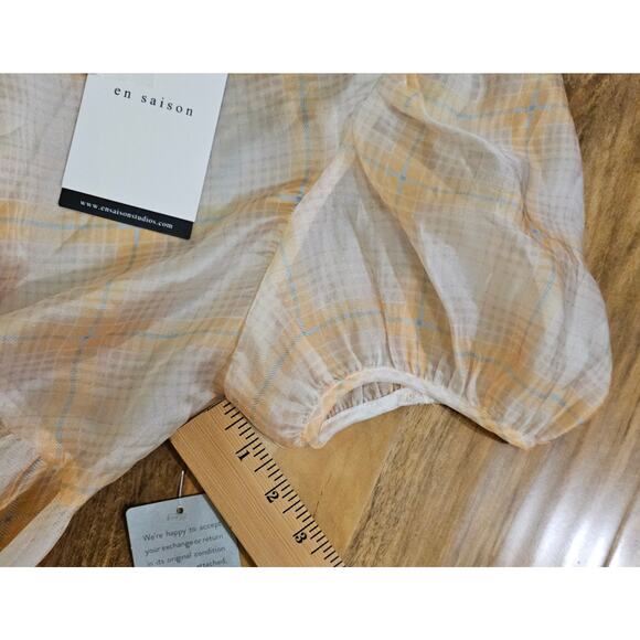 EN SAISON NWT SzL SheerLight GeometricPattern designs knee length dress Designer - Picture 9 of 15